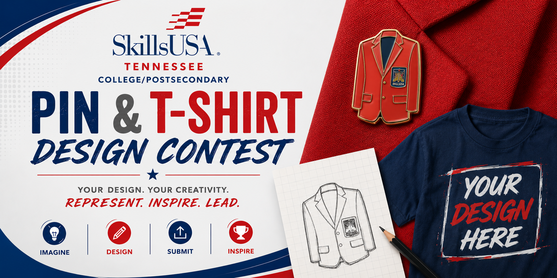 Pin and T-Shirt Design Banner