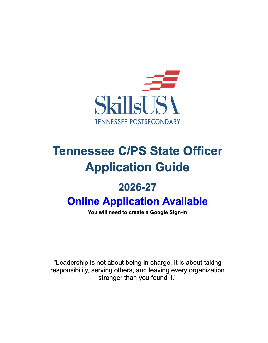 State Officer Application Guide Cover