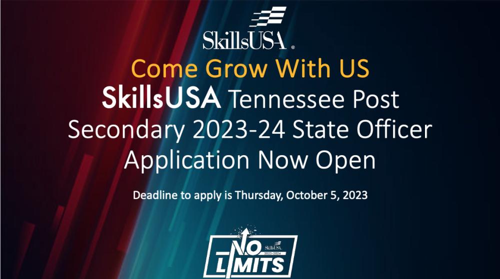 SkillsUSA State Officer Applications Due Thursday, October 5, 2023